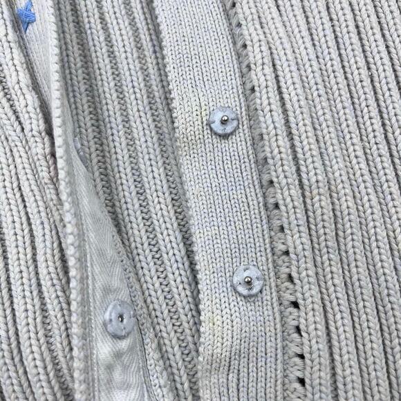 SO Blue Sigrid Olsen VTG Womens Heavy Cotton Knit Colorful Stitch Cardigan Sz M - Picture 5 of 16